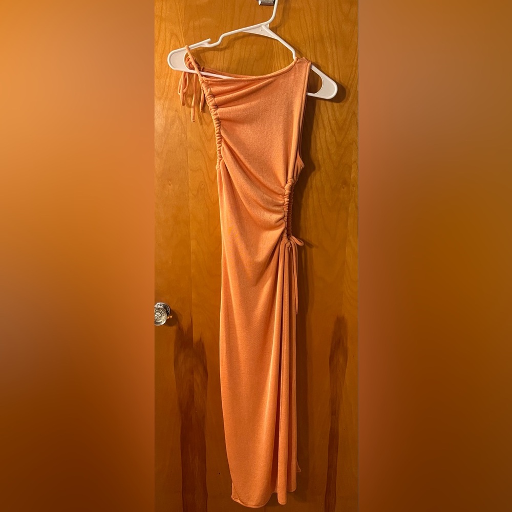 Chic One Shoulder Orange Dress - Picture 2 of 7